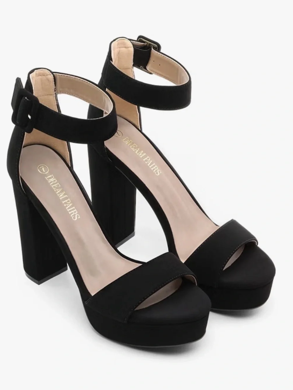 Dream Pairs Black Platform Ankle-Strap Block Heel Sandal